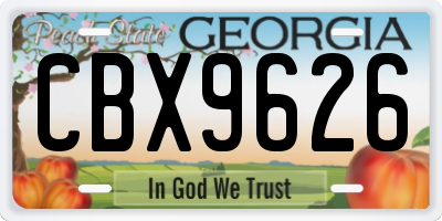 GA license plate CBX9626