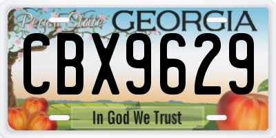 GA license plate CBX9629