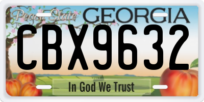 GA license plate CBX9632