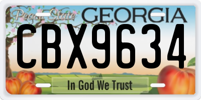 GA license plate CBX9634