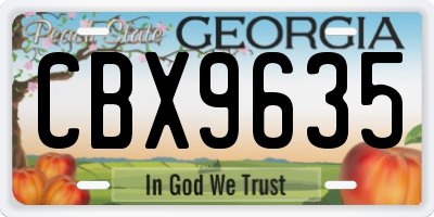 GA license plate CBX9635
