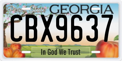 GA license plate CBX9637
