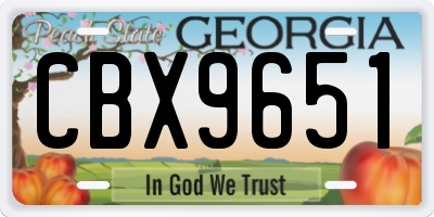 GA license plate CBX9651