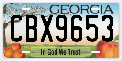 GA license plate CBX9653