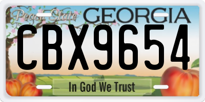 GA license plate CBX9654