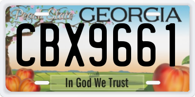 GA license plate CBX9661