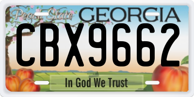 GA license plate CBX9662