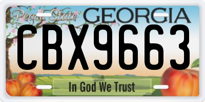 GA license plate CBX9663