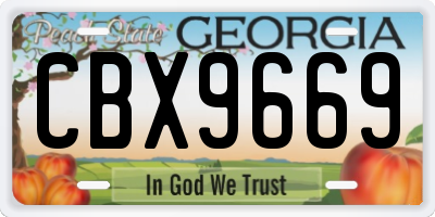 GA license plate CBX9669