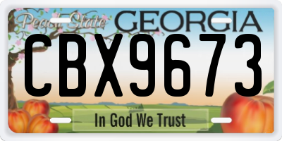 GA license plate CBX9673