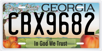 GA license plate CBX9682