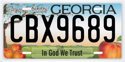 GA license plate CBX9689