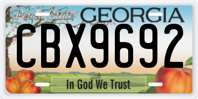 GA license plate CBX9692