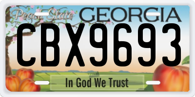 GA license plate CBX9693