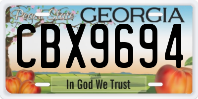 GA license plate CBX9694