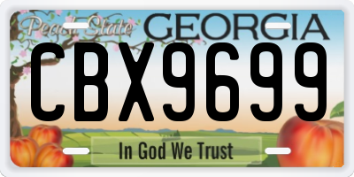 GA license plate CBX9699