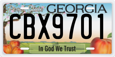 GA license plate CBX9701