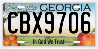 GA license plate CBX9706