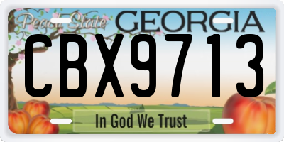 GA license plate CBX9713