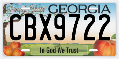 GA license plate CBX9722