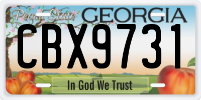GA license plate CBX9731