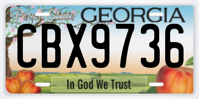 GA license plate CBX9736