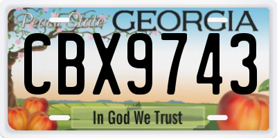 GA license plate CBX9743