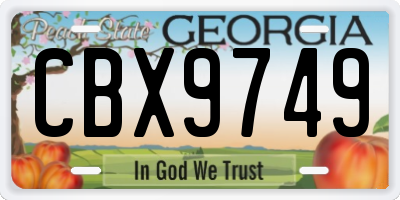 GA license plate CBX9749