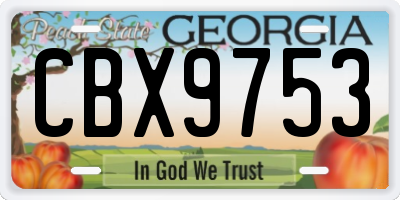 GA license plate CBX9753