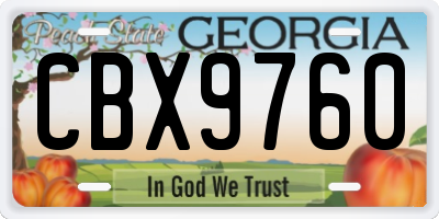 GA license plate CBX9760