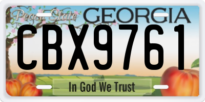 GA license plate CBX9761