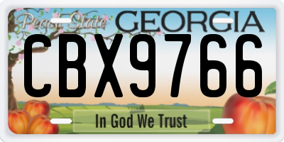 GA license plate CBX9766