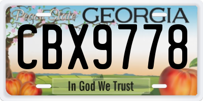GA license plate CBX9778