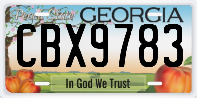 GA license plate CBX9783