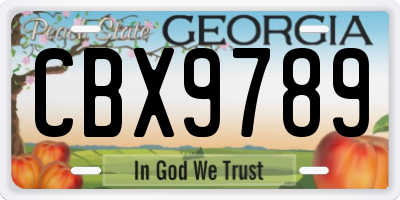 GA license plate CBX9789
