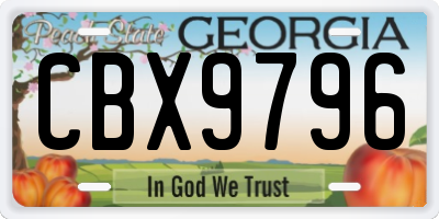 GA license plate CBX9796
