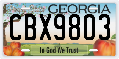 GA license plate CBX9803