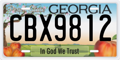 GA license plate CBX9812