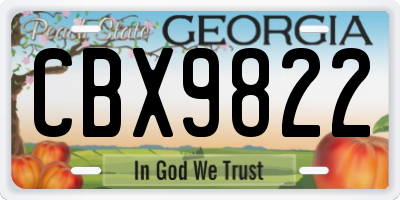 GA license plate CBX9822