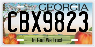 GA license plate CBX9823