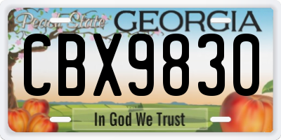 GA license plate CBX9830
