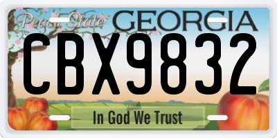 GA license plate CBX9832