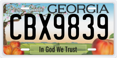 GA license plate CBX9839