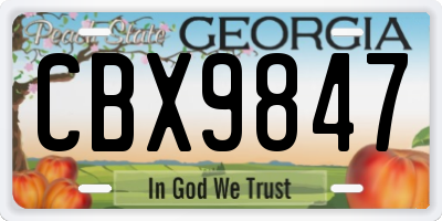GA license plate CBX9847