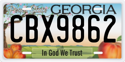 GA license plate CBX9862