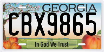 GA license plate CBX9865