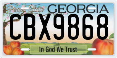 GA license plate CBX9868