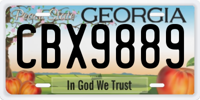 GA license plate CBX9889