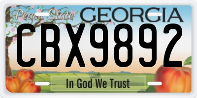 GA license plate CBX9892