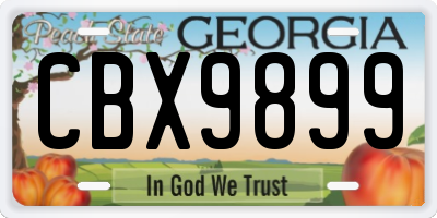 GA license plate CBX9899